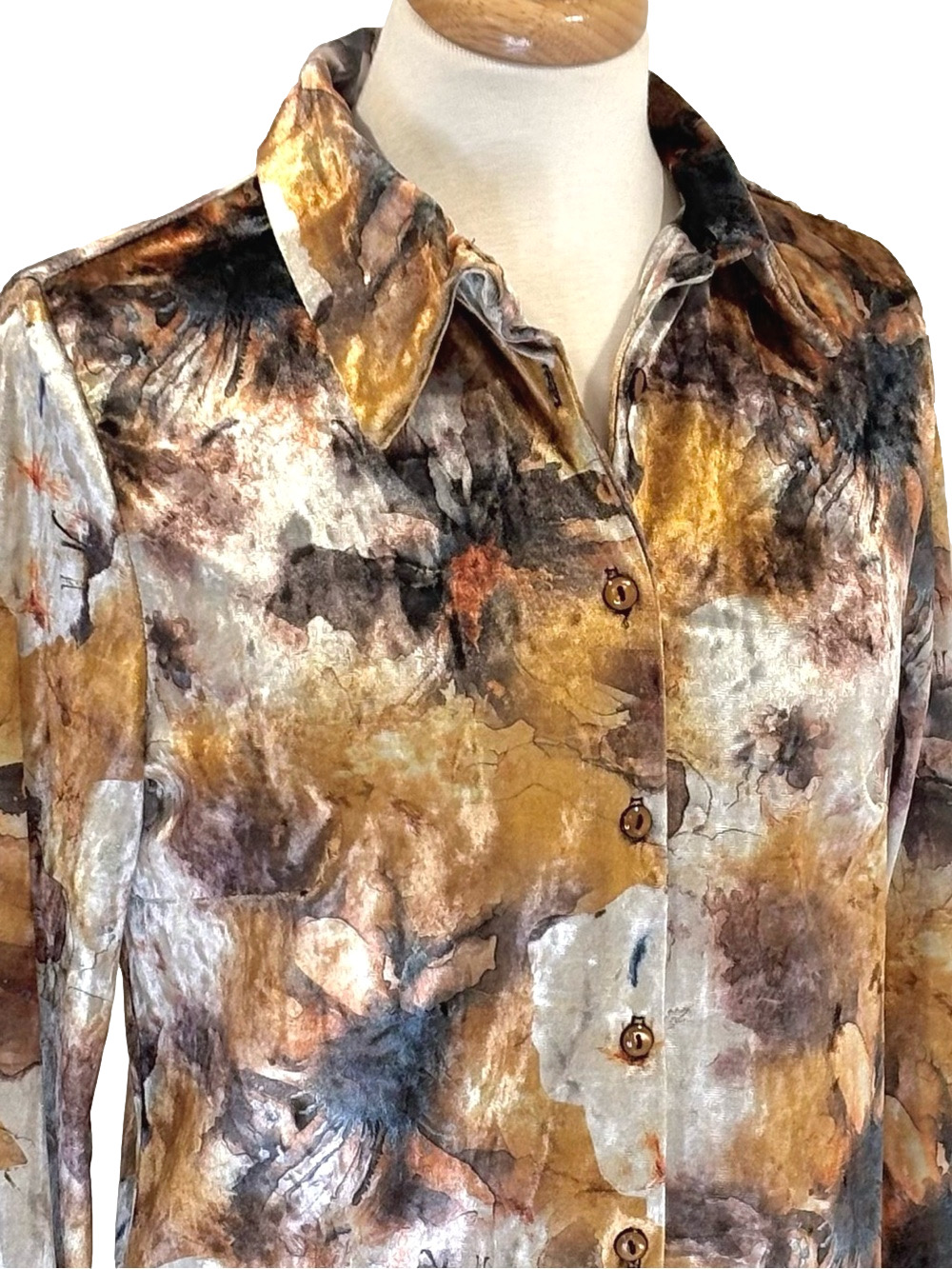 Vintage abstract floral velvet shirt